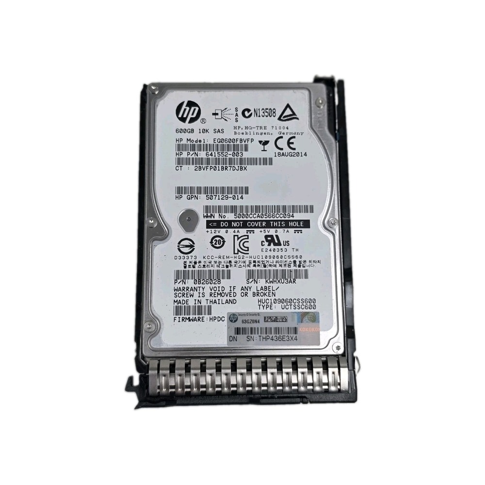 HP EG0600FBVFP 641552-003 653957-001 600GB 10K 2.5" SFF SAS HARD DRIVE